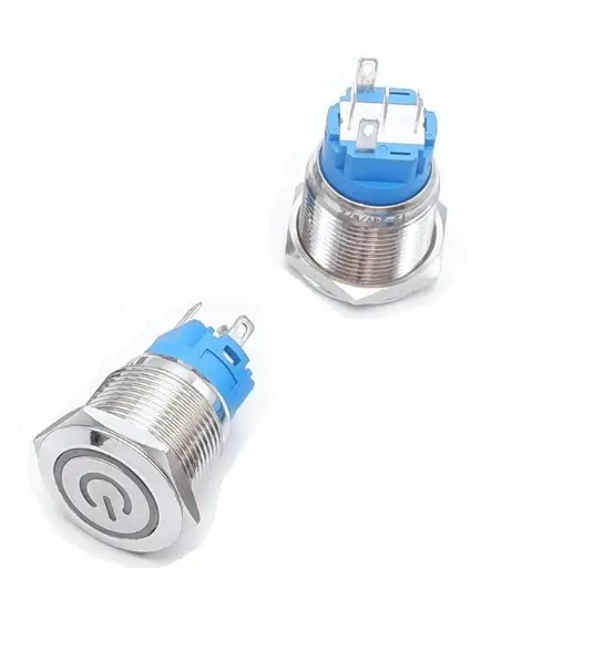 Intrerupator Buton Led Verde Sw 2 Off On Fara Retinere Metal 16mm 12 24v