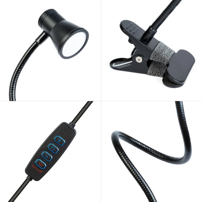 Lampa Led De Birou Flexibila Cu Clema Usb 500lm Reglaj Intensitate Si Temperatura De Culoare Negru Phenom 20258