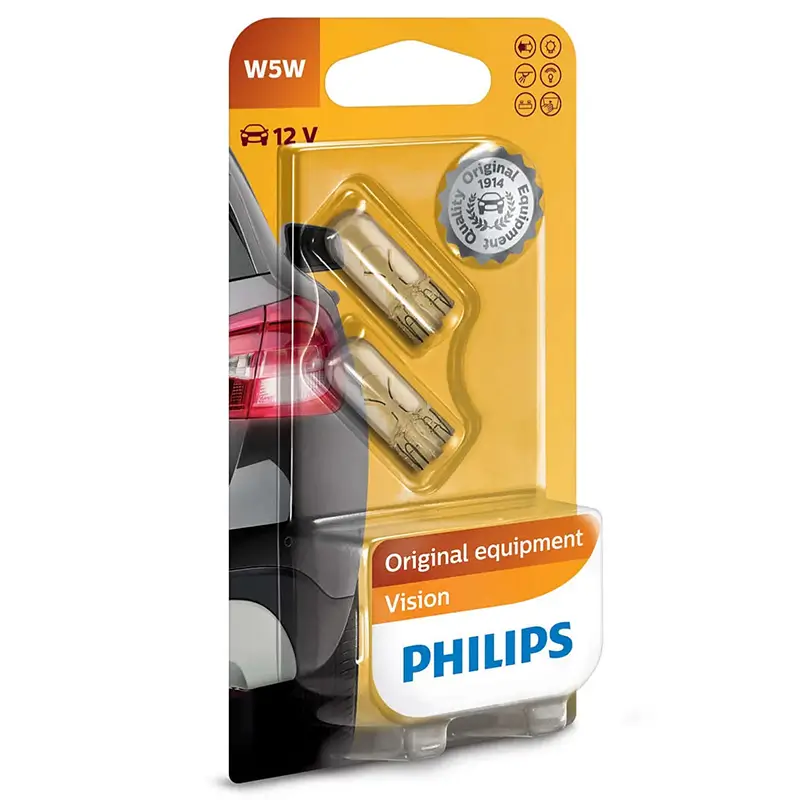Set 2x bec auto 12V 5W W5W VISION PHILIPS 40421330 transparente