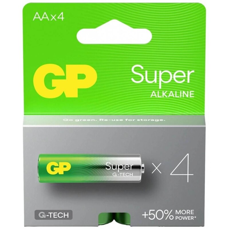 Set 4 baterii alcaline Super GP R6 AA ALKALINA GP15AETA-21-2GSB4