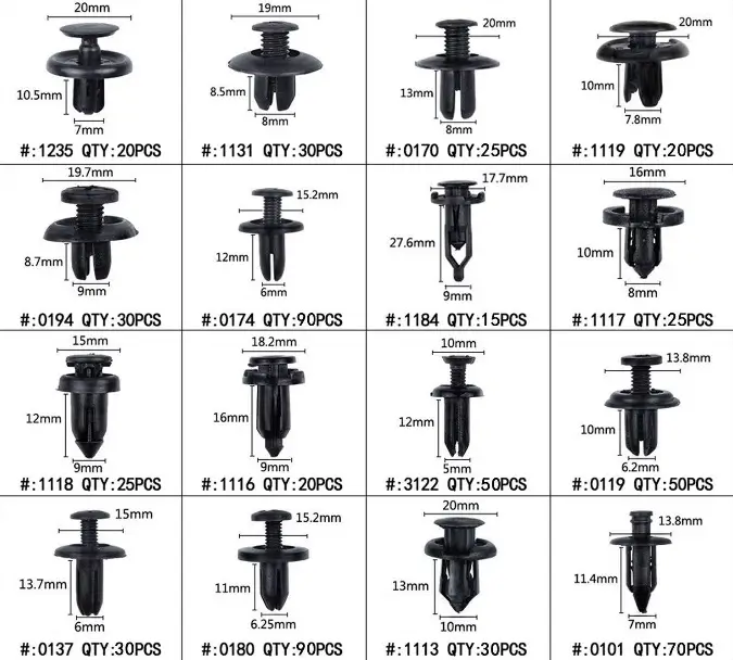 Set Pentru Auto 16 Modele Cleme Din Plastic 620buc 5 Unelte Carguard Sca002