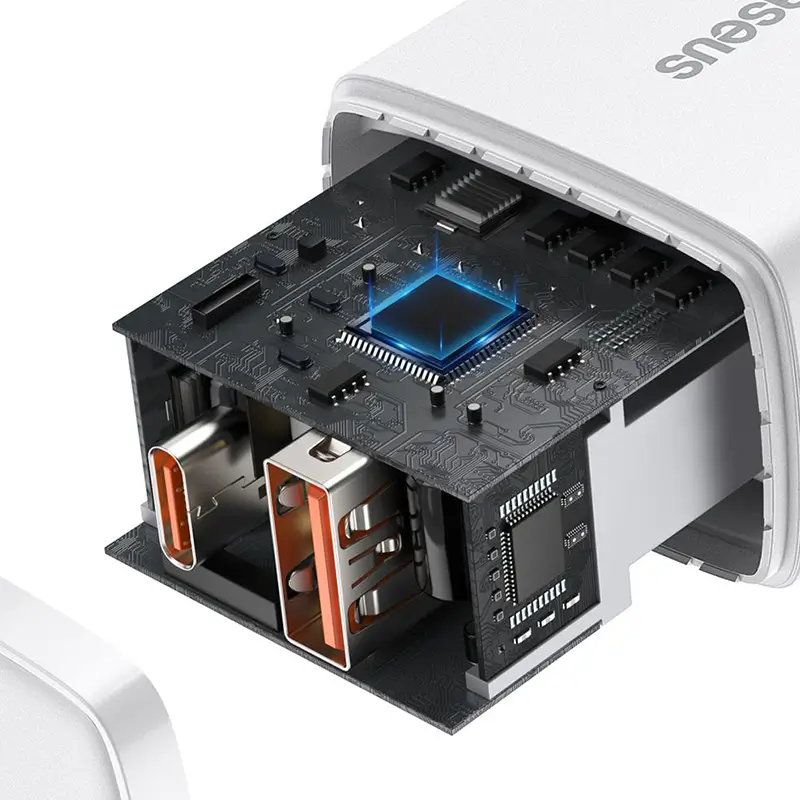 Incarcator Retea 100 240v 1x Usb Type C 1x Usb Qc 20w Baseus Ccxj B02