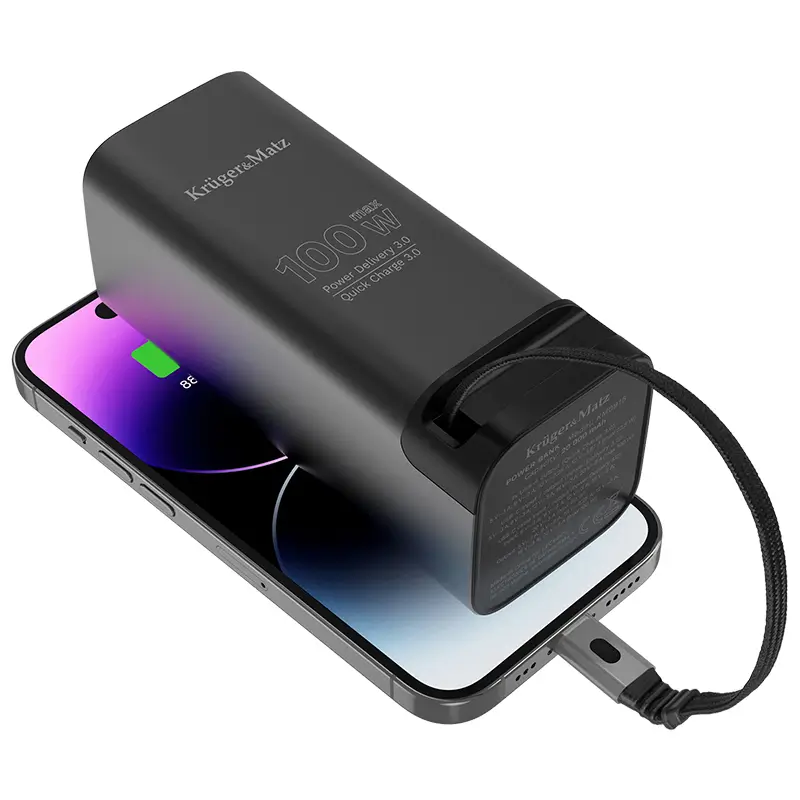 Power Bank 20000mah 100w Qc30 Pd30 Usb C Usb A Afisaj Lcd Krugermatz Km0915