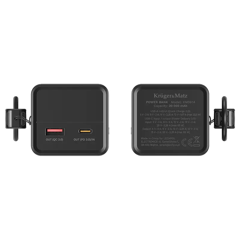 Power Bank 20000mah 65w Qc30 Pd30 Usb C Usb A Afisaj Lcd Krugermatz Km0914