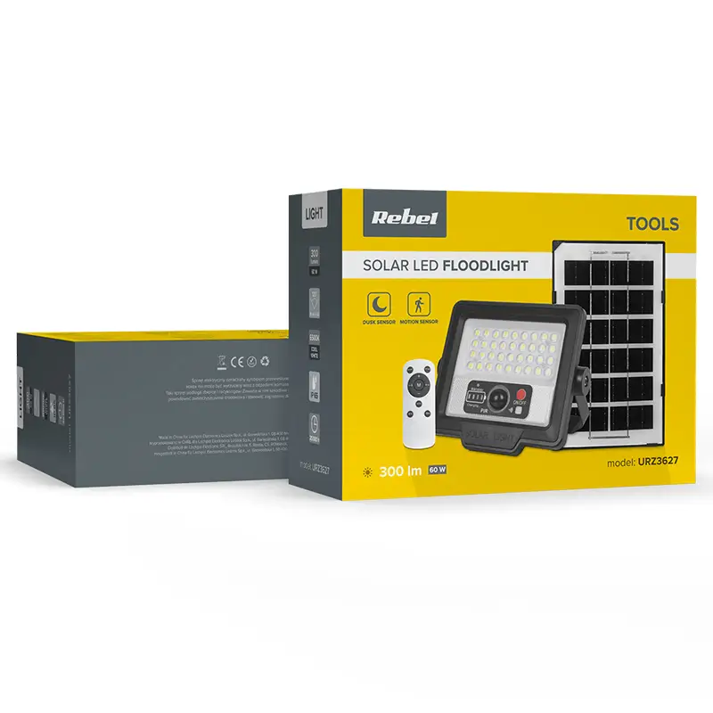 Reflector Led 60w 300lm 6500k Cu Panou Solar 4w Ip65 Rebel Urz3627