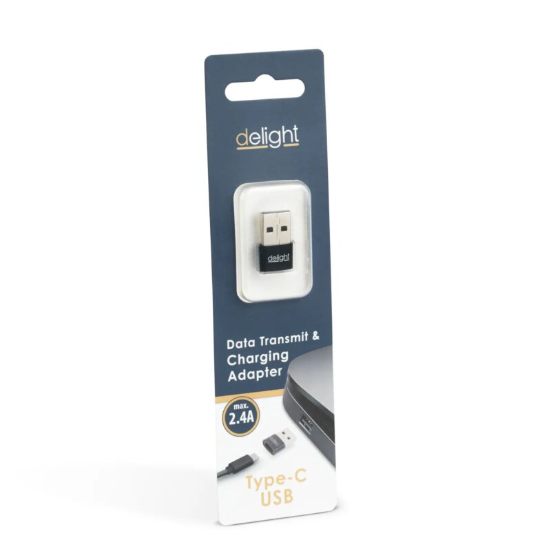 Adaptor Type C Mama Usb A Tata 24a 5v Negru Compact Delight 55556bk