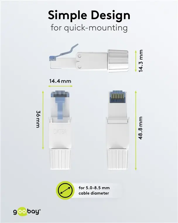 Conector Rj45 Cat6a Utp Asamblare Rapida Fara Unelte Awg24 22 Goobay 65941