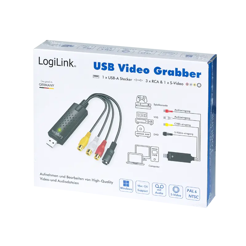 Convertor Grabber Audio Video S Video 4pin 3x Rca Usb Logilink Vg0030a
