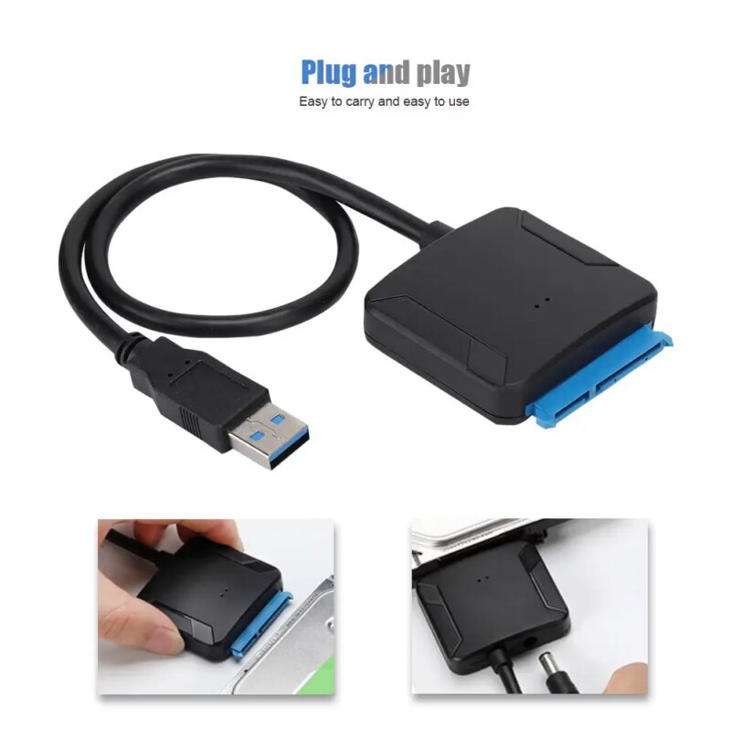 Convertor Usb 30 La Sata 22pini Hdd 25 Ssd Uri Plugplay Posibilitate Alimentare 12vdc 55x21mm Max16tb