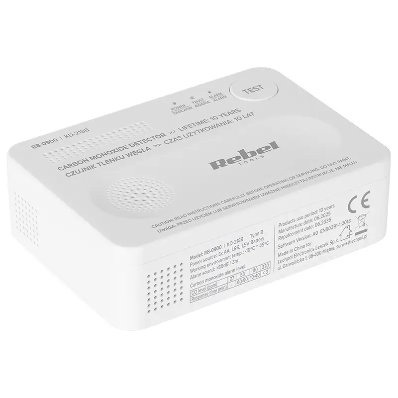 Detector Senzor Gaz Detectat Monoxid De Carbon 3x Aa Rebel Rb 0900