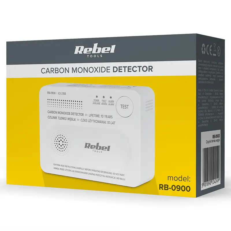 Detector Senzor Gaz Detectat Monoxid De Carbon 3x Aa Rebel Rb 0900