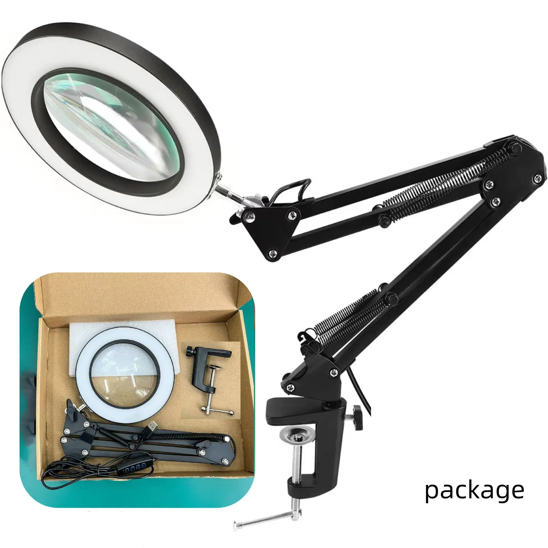 Lupa 100mm 5x Cu Lumina Led Montata Pe Brat Pantografic 225cm 225cm