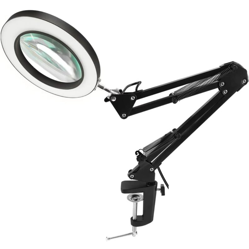 Lupa 100mm 5X cu lumina LED montata pe brat pantografic 22.5cm + 22.5cm