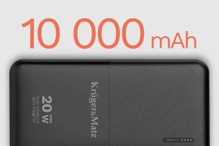 Power Bank 10000mah Li Poly Qc30 Pd Usb Type C 20w Krugermatz Km0904