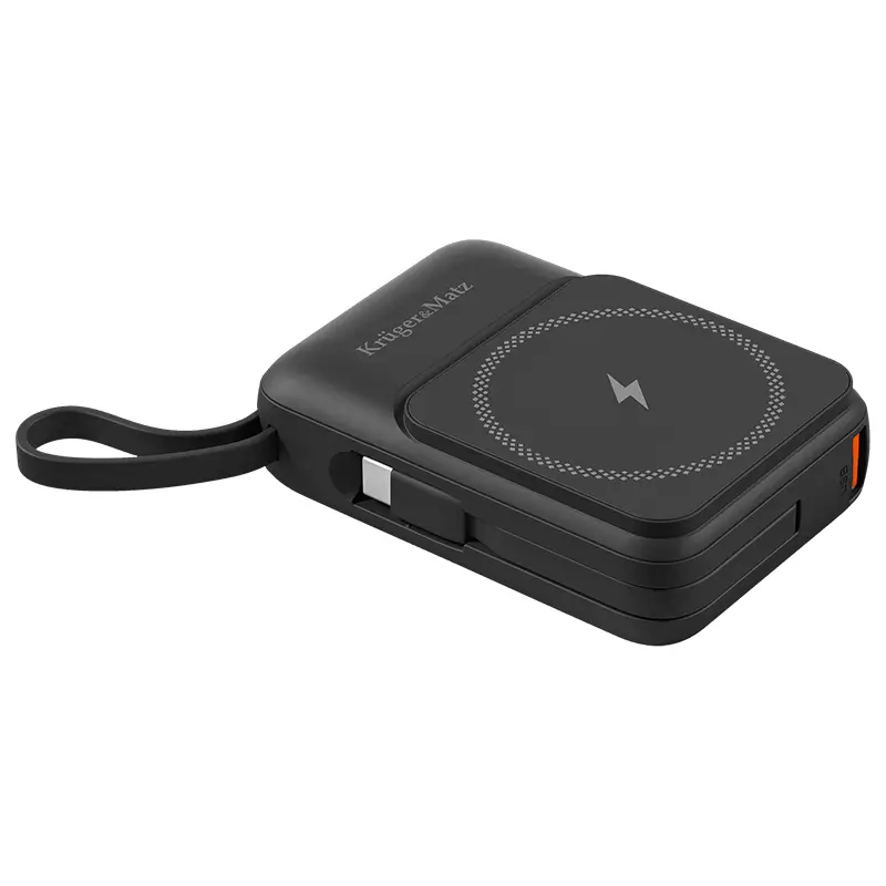 Power Bank Inductie Krugermatz Km0913 B 10000mah Li Ion Mag Safe Wireless 15w Usb C 20w Usb A 225w Lightning 10w