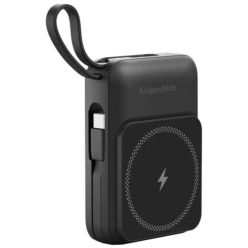 Power Bank Inductie Krugermatz Km0913 B 10000mah Li Ion Mag Safe Wireless 15w Usb C 20w Usb A 225w Lightning 10w