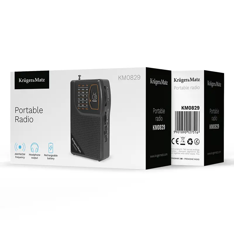 Radio Portabil Analog Am Fm Sw 3w 125x705x354mm Krugeratz Km0829