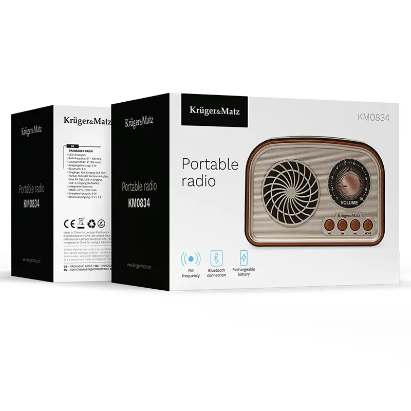 Radio Portabil Analog Am Fm Sw 5w 185x775x150mm Krugeratz Km0834