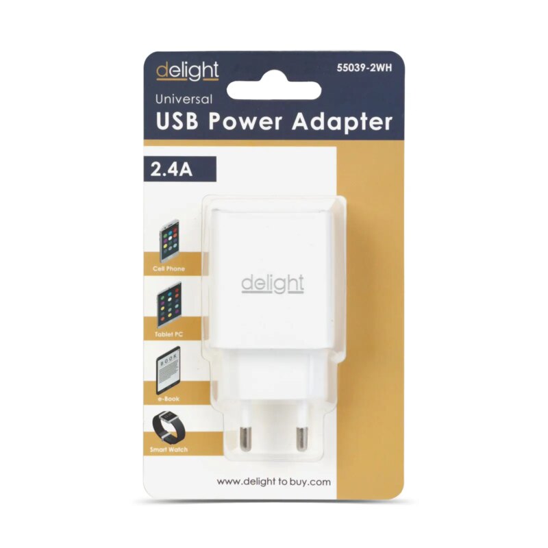 Adaptor De Incarcare 2x Usb 5v 24a Alb Delight 55039 2wh