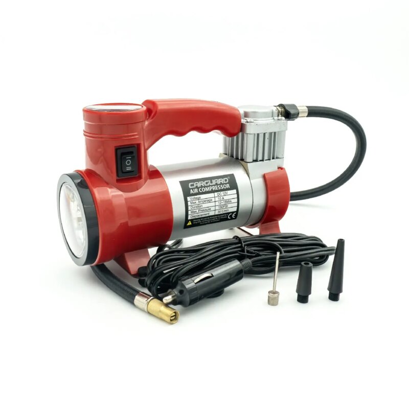 Compresor Auto 12v Carguard Com001 30l Min 150psi Carcasa Metal Led Frontal