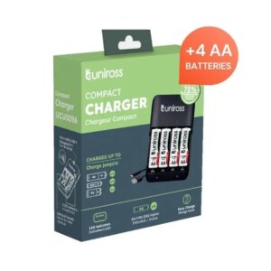 Incarcator Ni-MH AA /AAA /9V Uniross UCU009A + 4x AA 2100mAh