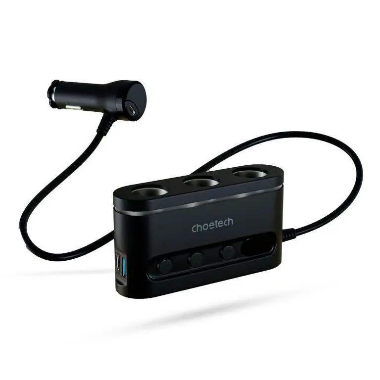 Multiplicator Bricheta Auto Choetech Tc0021 3 Iesiri 2x Usb C Pd 30w 1x Usb A Qc30 18w
