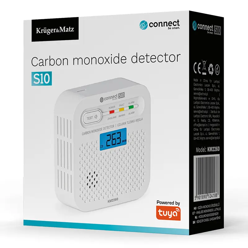 Senzor Detector De Gaz Monoxid De Carbon Connect S10 Wi Fi Tuya Krugermatz Km2260