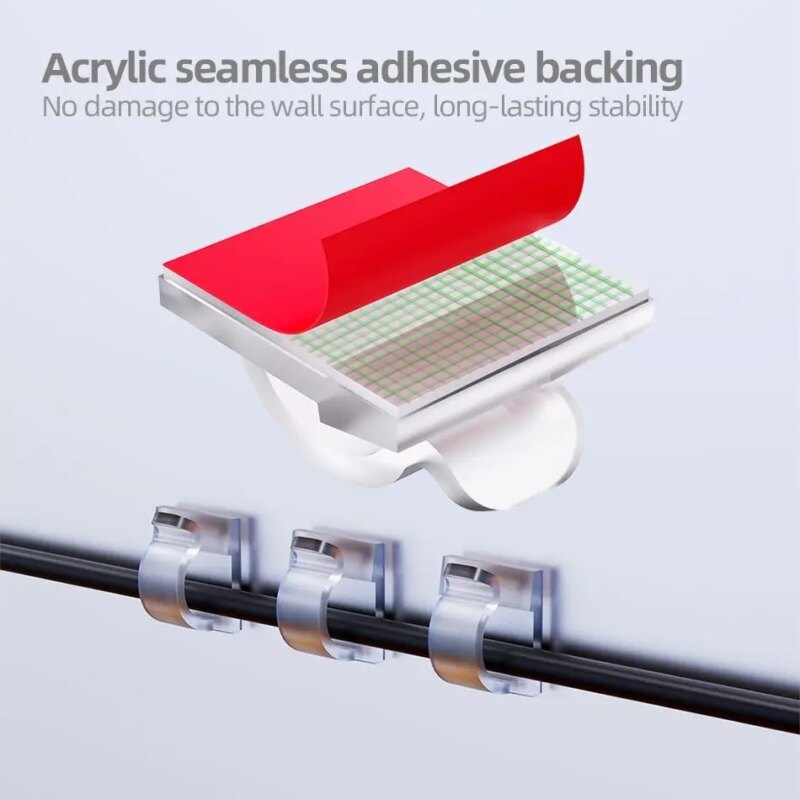 Set 24buc Organizatoare De Cabluri Well Autoadezive Transparente Org Cable S0224tt Wl