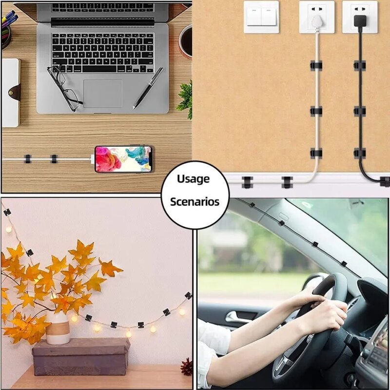 Set 24buc Organizatoare De Cabluri Well Autoadezive Transparente Org Cable S0224tt Wl