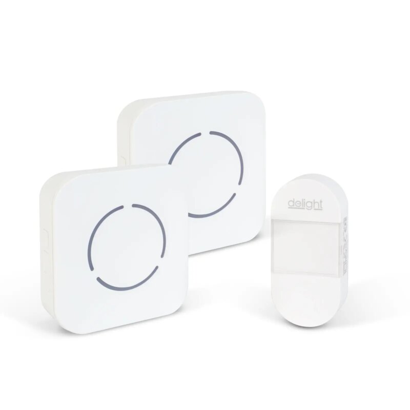 Sonerie Fara Fir Kinetic Fara Baterii 1 Buton 2 Receptoare Alb Delight 55331wh 2