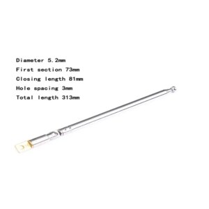 Antena telescopica 110-313mm 5 segmente + balama ANTENA-RADIO6