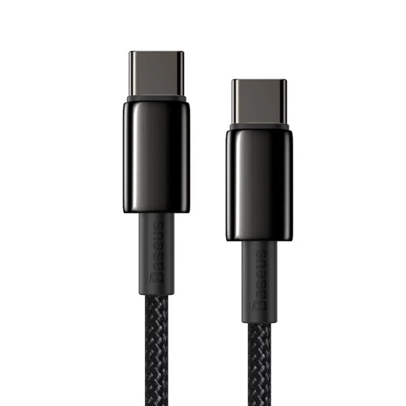 Cablu Alimentare Si Date Baseus Tungsten Gold Fast Charging Usb Type C Usb Type C 100w Braided 1m Negru Catwj 01