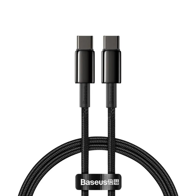 Cablu alimentare si date Baseus Tungsten Gold Fast Charging USB Type-C - USB Type-C 100W braided 1m negru CATWJ-01