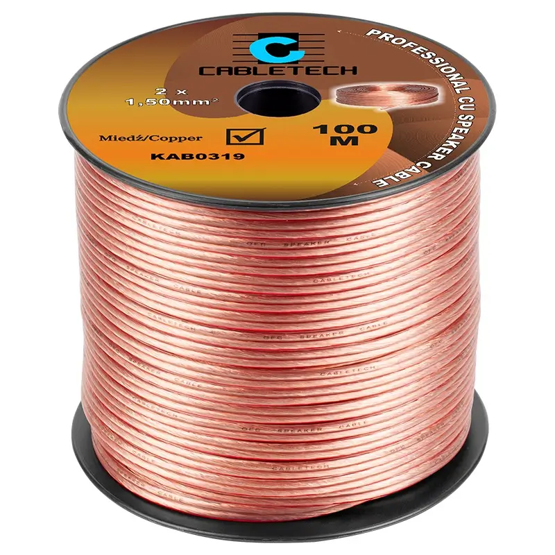 Cablu difuzor 10m 1.5mm x2 cupru transparent Cabletech KAB0319-10