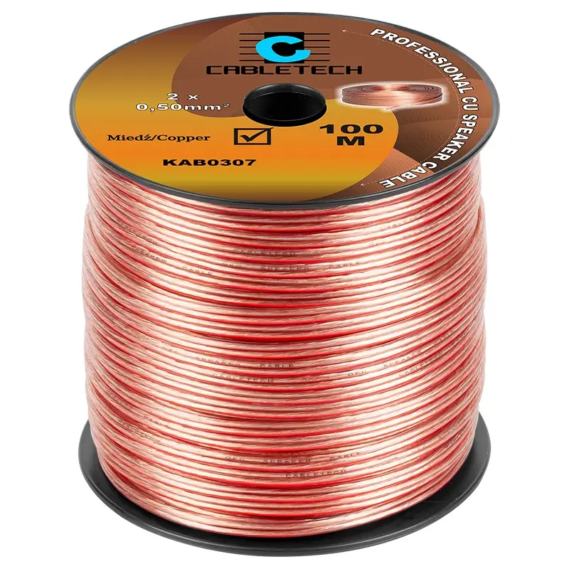 Cablu difuzor 10m 2x0.5mm cupru transparent Cabletech KAB0307-10