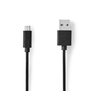 Cablu USB 2.0 USB-A - Micro USB 2m AWG28/24 negru Nedis CCGL60500BK20