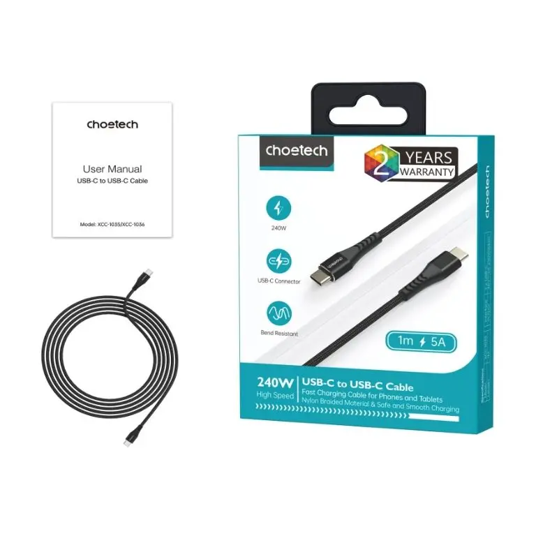 Cablu Usb C Usb C Choetech Xcc 1035 48v 5a 240w Pd31 1m Negru
