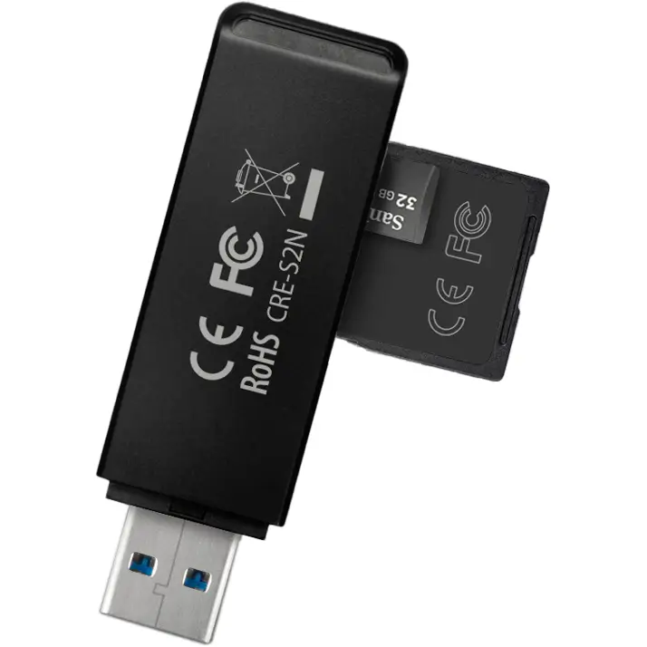 Cititor Carduri Axagon Cre S2n Usb 32 Tip A Slim La Sd Microsd