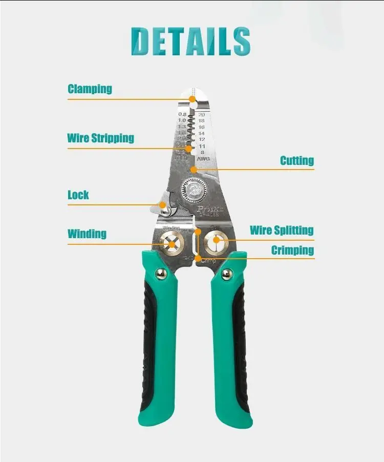 Cleste Sertizat Dezizolat 190mm Multifunctionala 6in1 Cp 406s Proskit