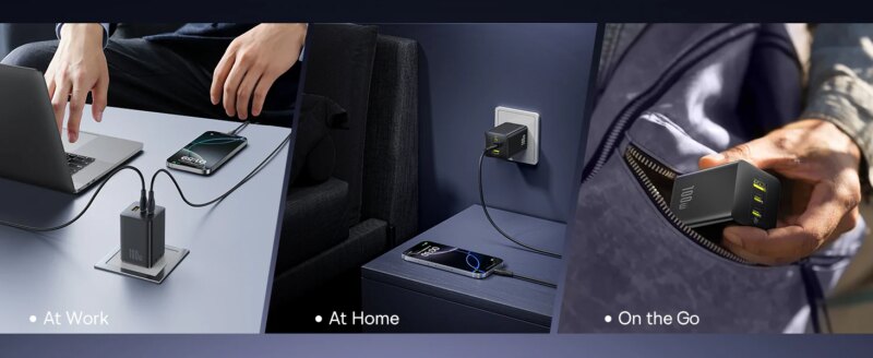 Incarcator Retea Baseus Enerfill Fe11 Quick Charge 100w 2x Usb Type C 1x Usb Alb P10182102213 00