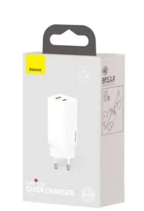 Incarcator Retea Baseus Gan2 Lite Quick Charge 65w 1x Usb 5v 3a 1x Usb Type C 5v 3a Alb Ccgan2l B02