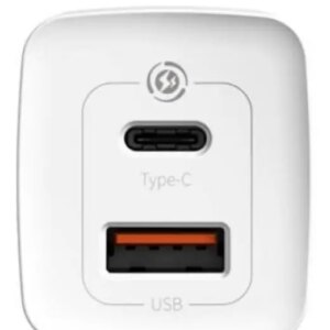 Incarcator retea Baseus GaN2 Lite Quick Charge 65W 1x USB 5V/3A 1x USB Type-C 5V/3A alb CCGAN2L-B02