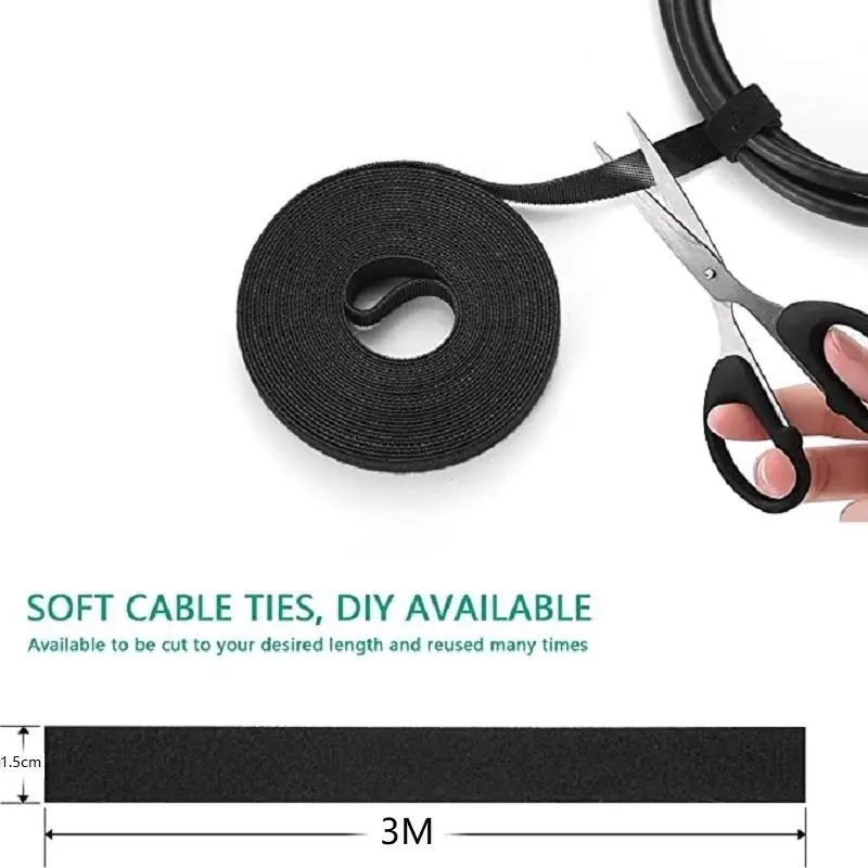 Organizator De Cabluri Banda Velcro Well 3m X 15cm Negru Org Cable T0103bk Wl
