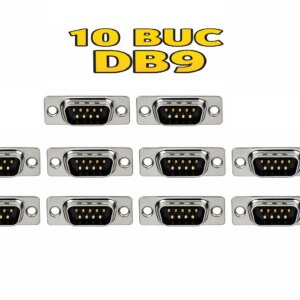 Set 10 conectori SERIAL tata D-Sub 9 pini lipire pe cablu 5A CONNFLY DS1033-09MUNSISS-10
