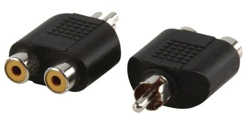 Set adaptor RCA tata - 2x RCA mama 2 bucati Well AC-016-BW