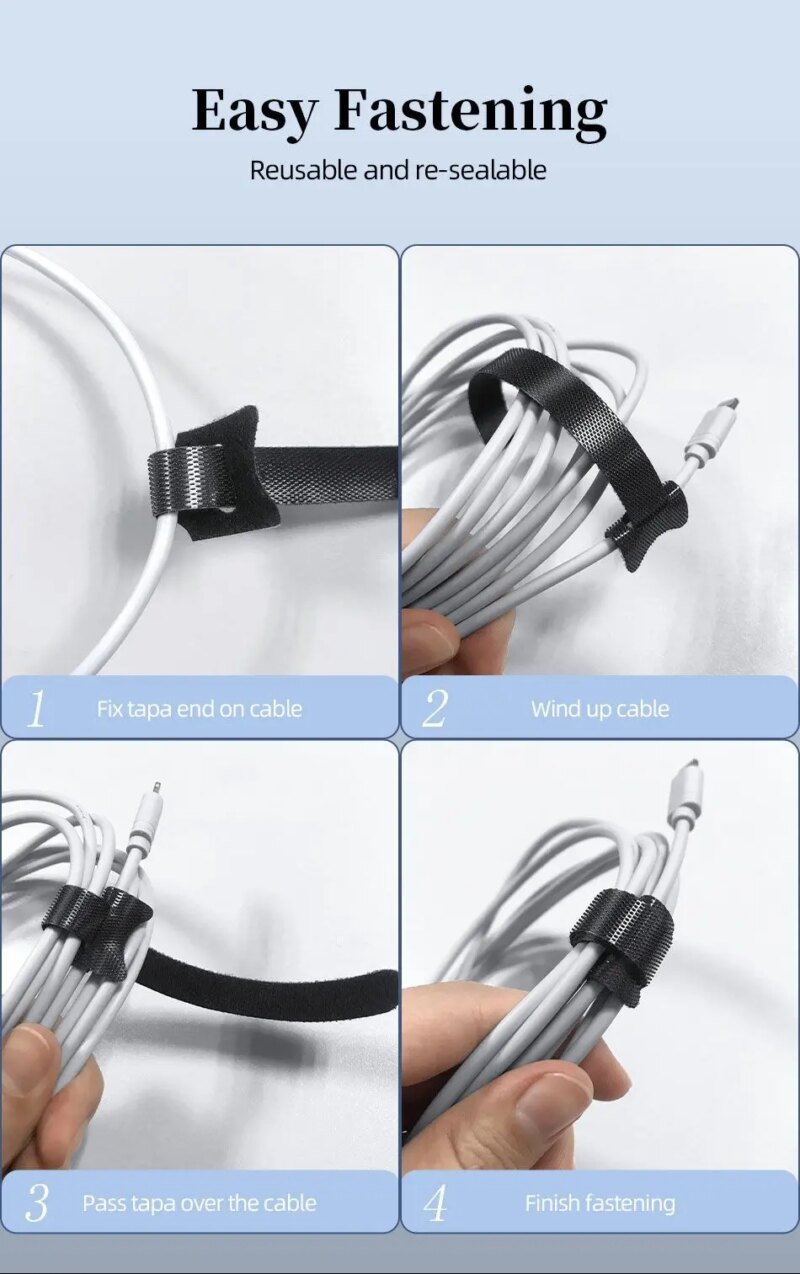 Set Organizator De Cabluri Banda Velcro Well 150mm X 12mm 25buc Negru Org Cable T0225bk Wl