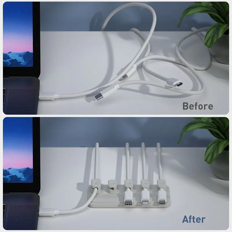 Set Organizator De Cabluri Well Magnetic Pentru 5 Cabluri Gri Org Cable M0305gy Wl