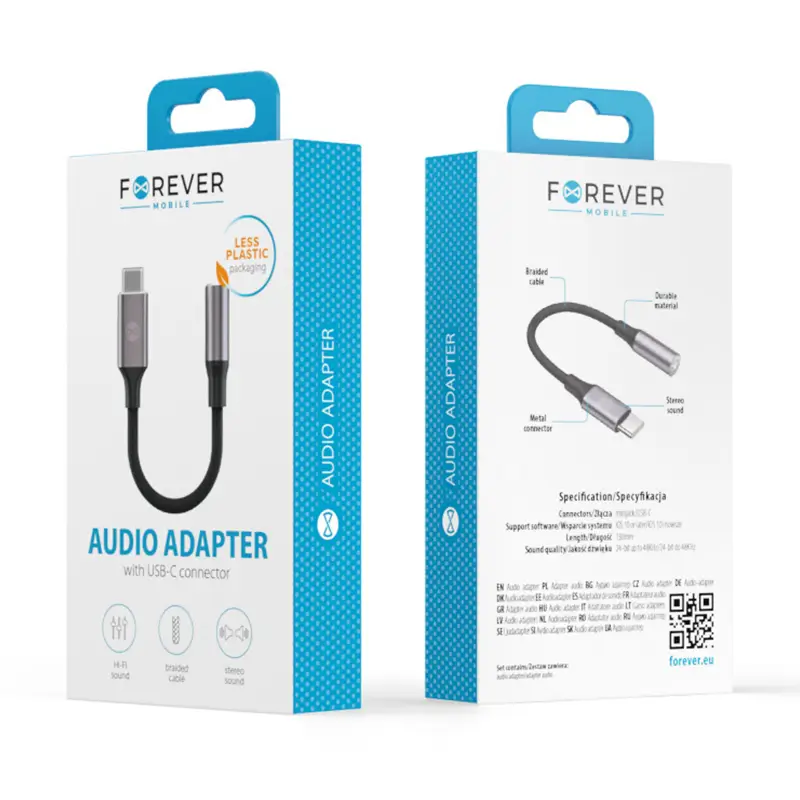 Adaptor Audio 35 Mm Jack Mama Usb C Tata 15cm Forever Ajc 01 Gsm184537