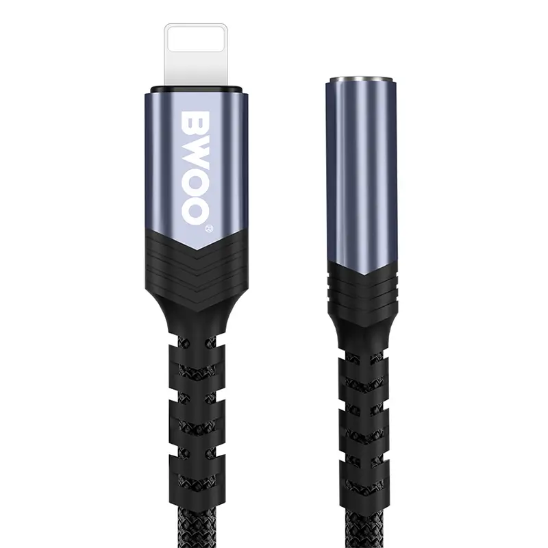 Adaptor Audio Lightning Tata Jack 35 Mm Mama 10cm Negru Bwoo Bo Bz48