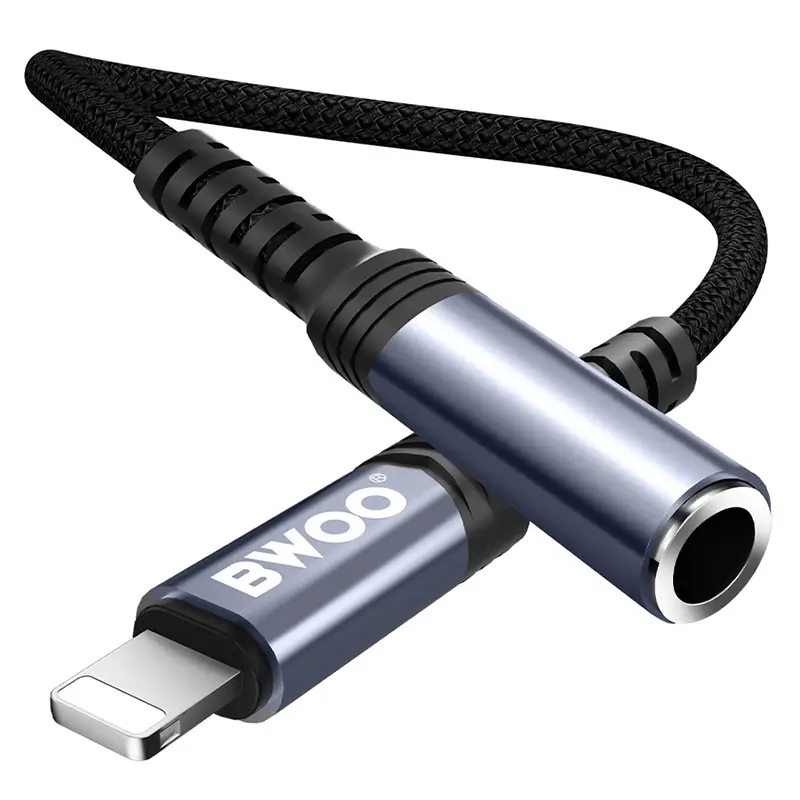 Adaptor Audio Lightning Tata Jack 35 Mm Mama 10cm Negru Bwoo Bo Bz48